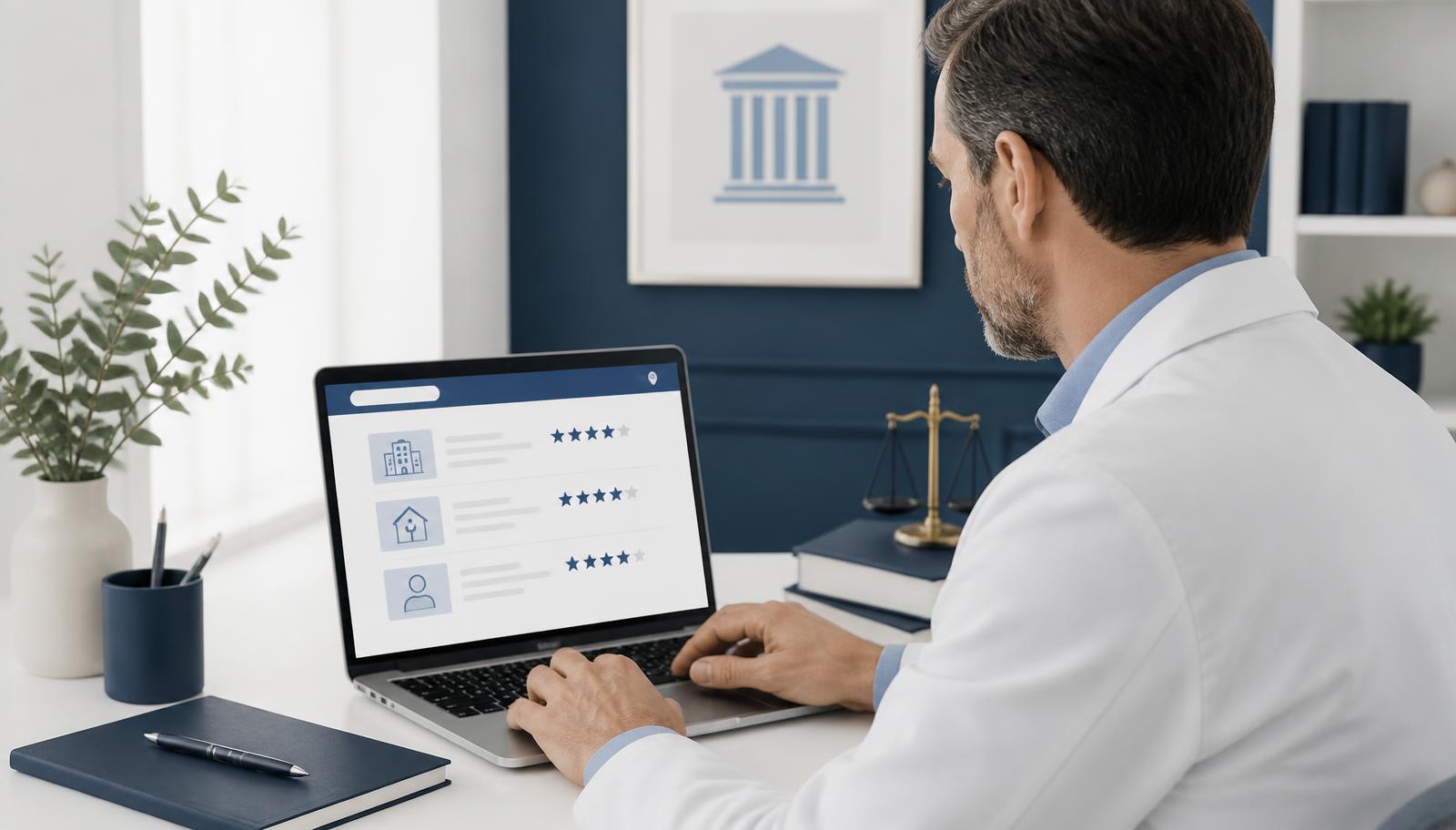 Médecin consultant les avis publiés sur sa fiche Google